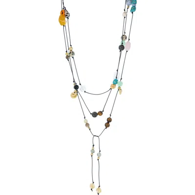 Marlyn Schiff Gemma Beaded Multistrand Lariat Necklace In Metallic