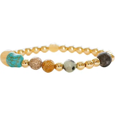 Marlyn Schiff Gemma Semiprecious Stone Bead Bracelet In Gold