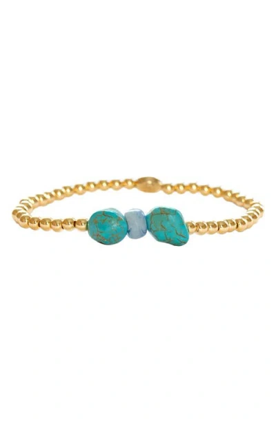Marlyn Schiff Gemma Turquoise Bead Bracelet In Gold