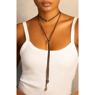 Marlyn Schiff Hannah Suede Necklace In Brown