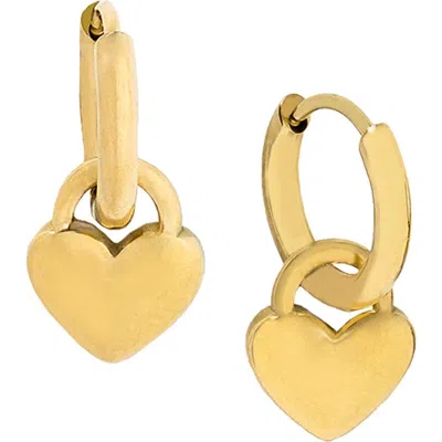 Marlyn Schiff Hara Heart Charm Huggie Earrings In Gold