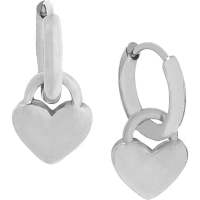 Marlyn Schiff Hara Heart Charm Huggie Earrings In Metallic