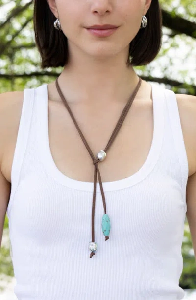 Marlyn Schiff Hayes Suede Lariat Necklace In Brown