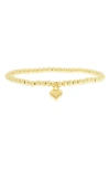 Marlyn Schiff Heart Charm Ball Chain Stretch Bracelet In Gold