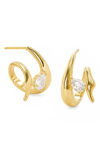 Marlyn Schiff Jeannie Cubic Zirconia Huggie Earrings In Gold Clear