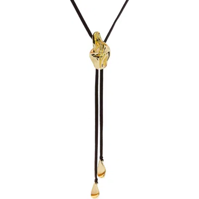 Marlyn Schiff Jules Suede Bolo Necklace In Black