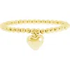 Marlyn Schiff Heart Charm Ball Chain Stretch Bracelet