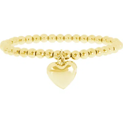 Marlyn Schiff Large Heart Charm Ball Beaded Bracelet In Gold
