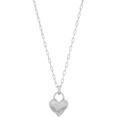 Marlyn Schiff Link Chain Heart Pendant Necklace In Silver