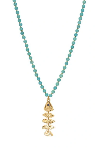 Marlyn Schiff Liv Turquoise Bead Fish Pendant Necklace In Blue