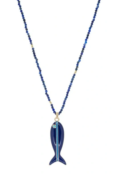 Marlyn Schiff Marina Fish Pendant Necklace In Blue