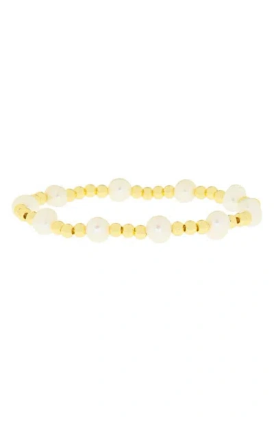Marlyn Schiff Mellie Cultured Pearl & Bead Stretch Bracelet In Gold