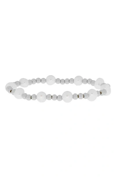 Marlyn Schiff Mellie Cultured Pearl & Bead Stretch Bracelet In Metallic