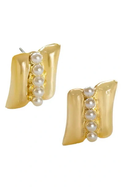 Marlyn Schiff Mellie Faux Pearl Earrings In Gold