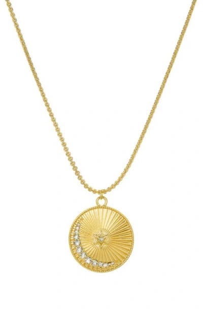 Marlyn Schiff Moonlight Pavé Pendant Necklace In Gold