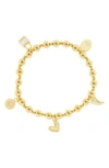 Marlyn Schiff Multi Charm Ball Chain Stretch Bracelet