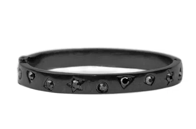 Marlyn Schiff Multi Shape Metal Hinge Bangle In Hematite In Blue