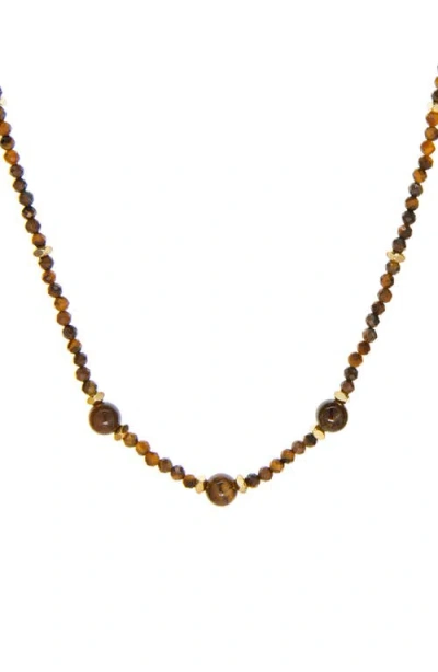 Marlyn Schiff Natural Stone Beaded Necklace In Brown