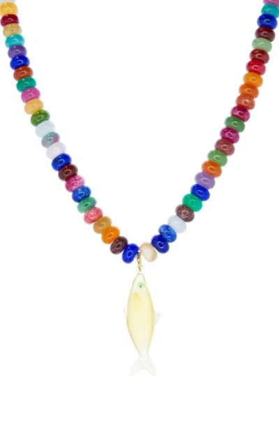Marlyn Schiff Nori Bead Fish Pendant Necklace In Multi