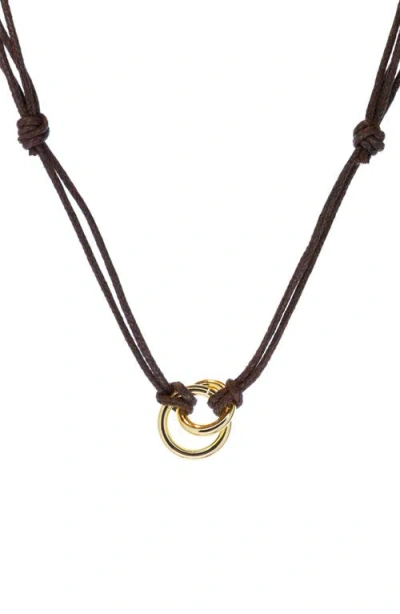 Marlyn Schiff Oakley Faux Leather Cord Pendant Necklace In Brown