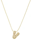 Marlyn Schiff Pavé Bubble Initial Pendant Necklace