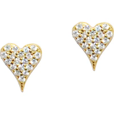 Marlyn Schiff Pavé Heart Stud Earrings In Gold