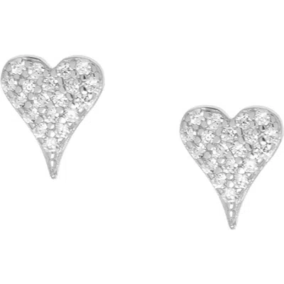 Marlyn Schiff Pavé Heart Stud Earrings In Silver
