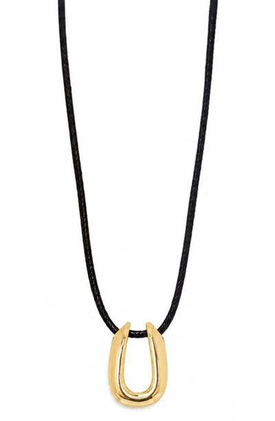 Marlyn Schiff Pippa Cord Pendant Necklace In Gold/black