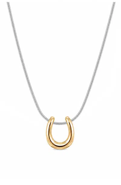 Marlyn Schiff Pippa Horseshoe Pendant Necklace In Silver/gold