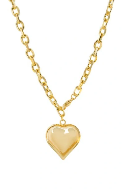 Marlyn Schiff Puffy Heart Charm Necklace In Gold