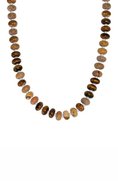 Marlyn Schiff Rondelle Picture Jasper Beaded Necklace In Brown