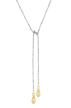 Marlyn Schiff Sage Beaded Bean Pendant Lariat Necklace In Metallic