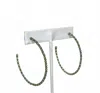 Marlyn Schiff Semi Precious Beaded Post Hoop Earrings In Gold/green Jade In Multi