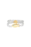 Marlyn Schiff Set Of 2 Stone Stretch Rings In White