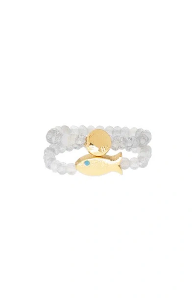 Marlyn Schiff Set Of 2 Stone Stretch Rings In White