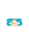 Marlyn Schiff Set Of 2 Stone Stretch Rings In Blue