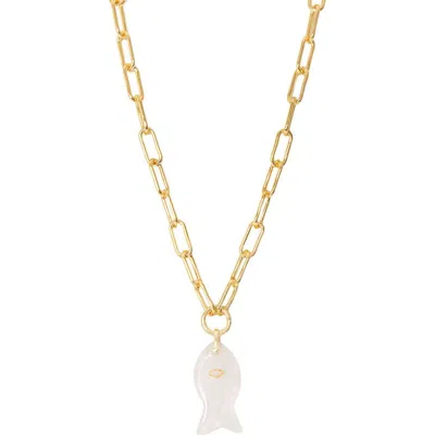 Marlyn Schiff Sirena Fish Pendant Necklace In Gold