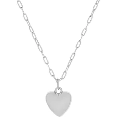 Marlyn Schiff Small Puffy Heart Charm Necklace In Silver