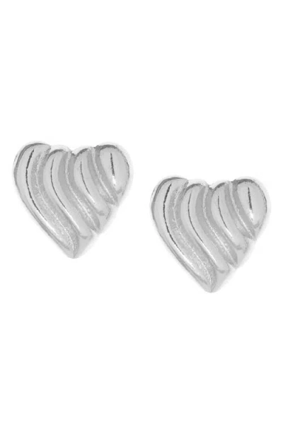 Marlyn Schiff Sophia Domed Heart Stud Earrings In Metallic