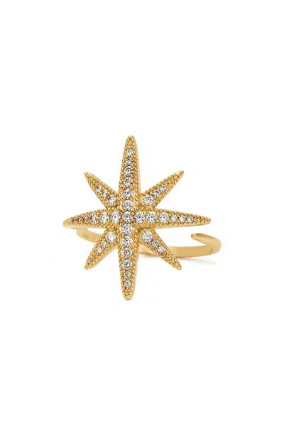 Marlyn Schiff Starburst Adjustable Ring In Gold Clear