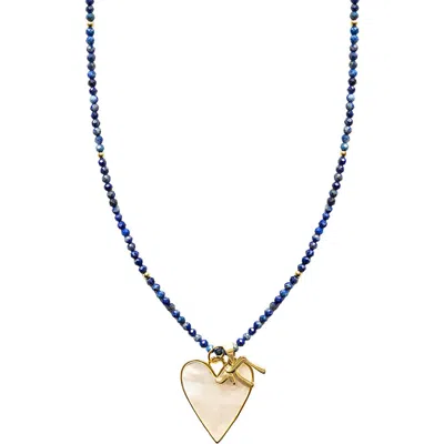 Marlyn Schiff Sylvie Heart & Chai Charm Pendant Necklace In Gold