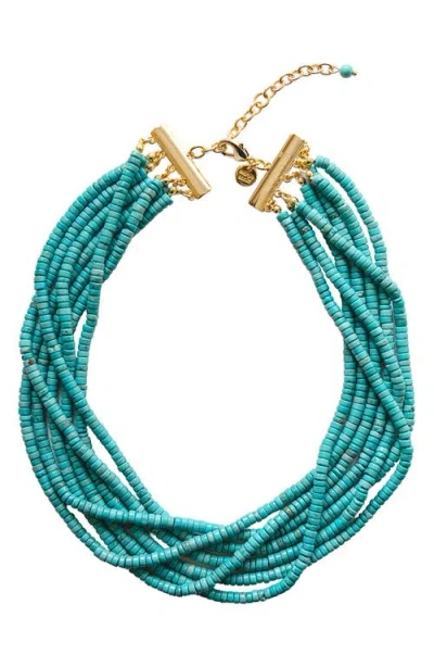 Marlyn Schiff Turquoise Bead Multistrand Necklace In Green