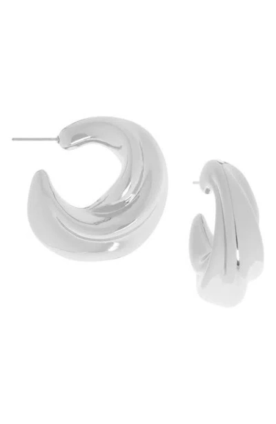 Marlyn Schiff Twisted Dome Hoop Earrings In Silver