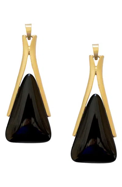 Marlyn Schiff Vera Drop Earrings In Gold Black