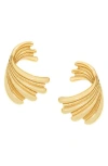 Marlyn Schiff Victoria Etched Wave Earrings In Gold
