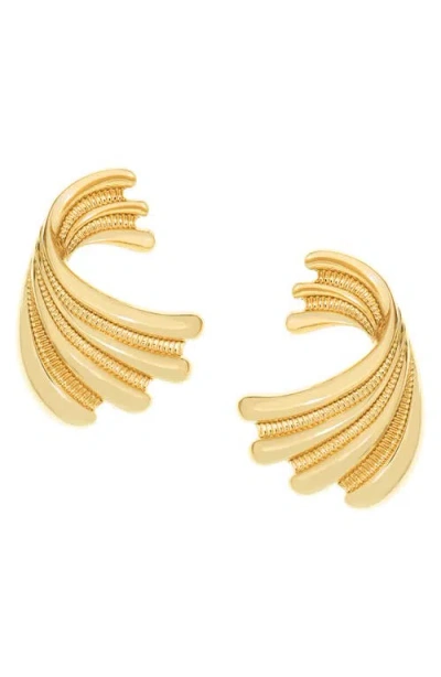 Marlyn Schiff Victoria Etched Wave Earrings In Gold