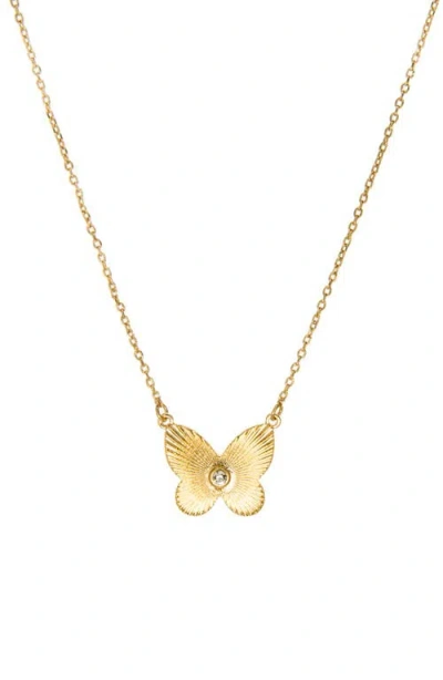 Marlyn Schiff Waterproof Butterfly Pendant Necklace In Gold