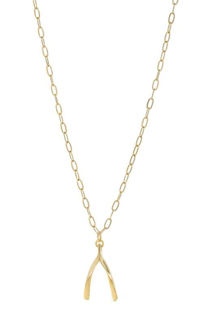 Marlyn Schiff Willa Wishbone Pendant Necklace In Gold