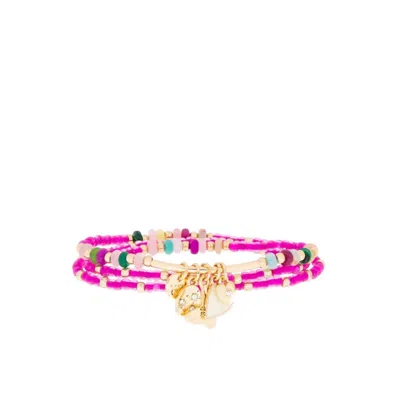 Marlyn Schiff Women's Beaded Stretch Wrap Bracelet In Fuchsia