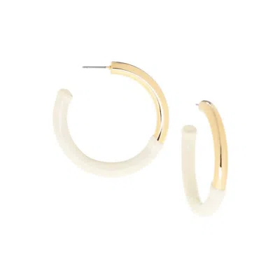 Marlyn Schiff Women's Enamel Hoop Earring In Gold-white